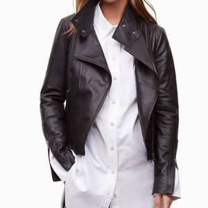 Mackage Aritzia Kenya Black Leather new Moto Biker Casual Jacket Sz XXS